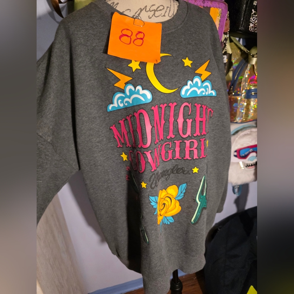 WRANGLER Gray women's GRAPHIC "Midnight Cowgirl" long sleeves sweatshirt L - Picture 3 of 8